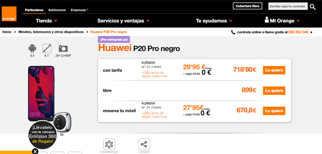 Comprar el Huawei P20 Pro en Orange