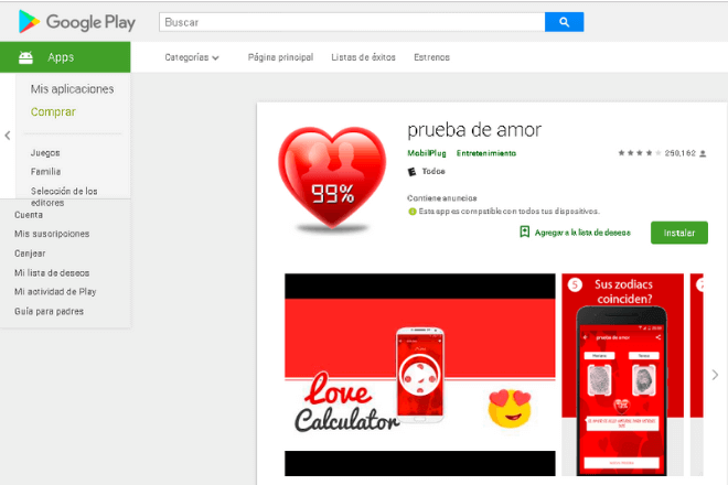 App Prueba de Amor 