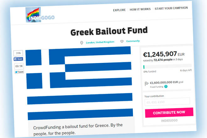 Impulsan campaña en Indiegogo para ayudar a Grecia a salir de la crisis