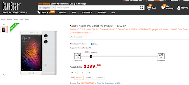 Comprar el Xiaomi Redmi Pro ya es posible en Gearbest