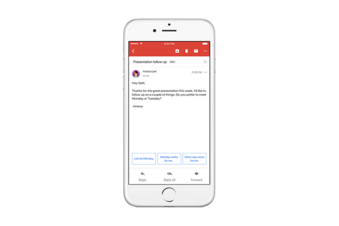 Gmail Smart Reply está disponible en Gmail y Allo