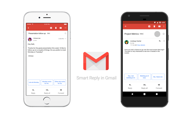 Smart Reply ya está disponible en Gmail para Android e iOS