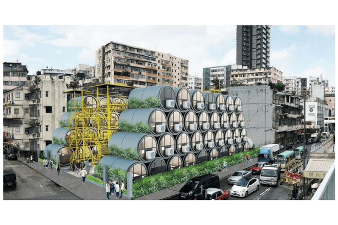 Presentan casas hechas con tuberías de cemento en Hong Kong