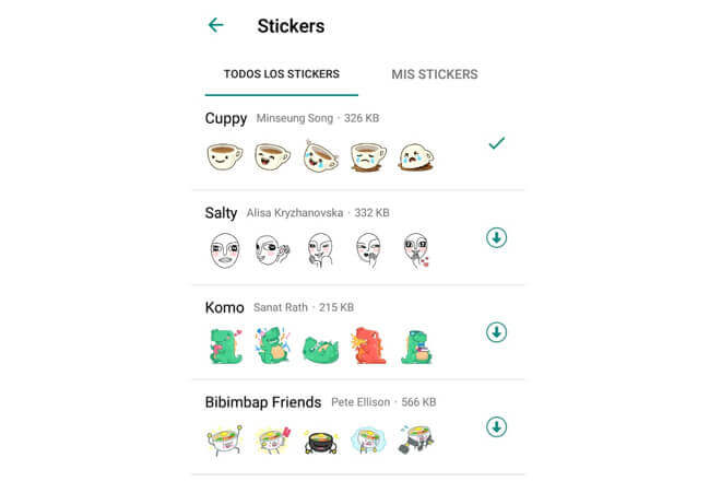 Descargar paquetes de Stickers de WhatsApp