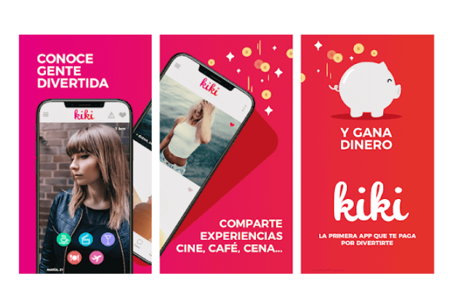 imagen de diferentes pantallas de móviles con la app Kiki