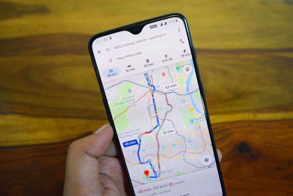 Mapa de Google Maps Offline en un móvil