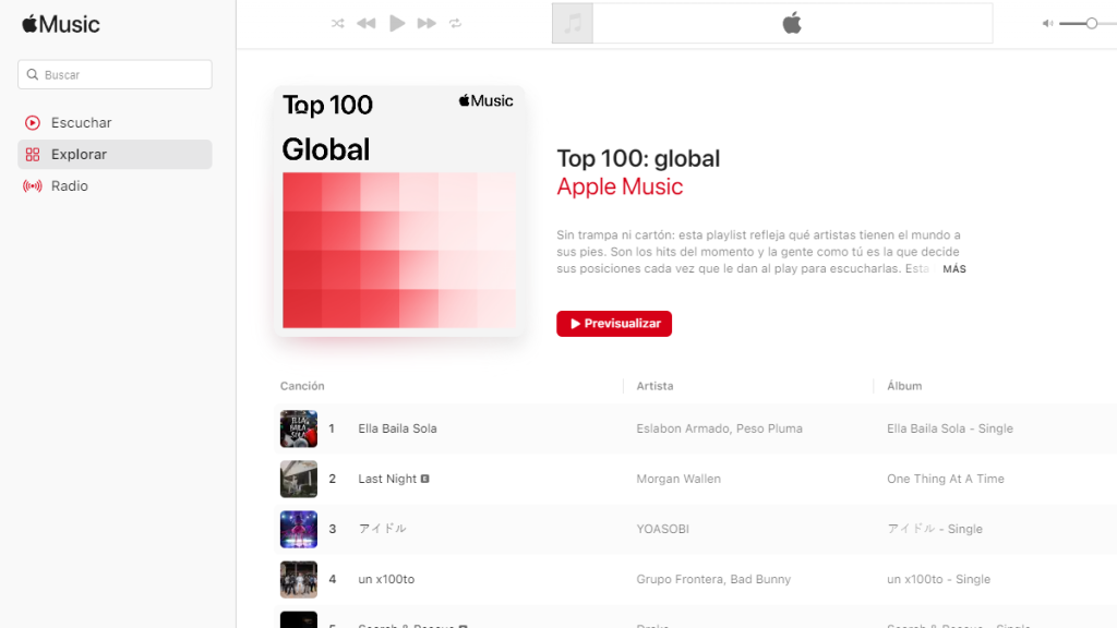 ver canciones escuchadas de Apple Music